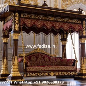 Handcrafted Wood Carving Swing Design with Rich Texture No-3126