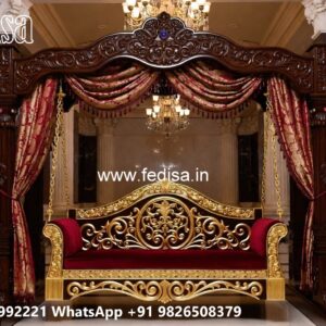 Royal Wood Carving Swing Design with Floral Artwork No-3137