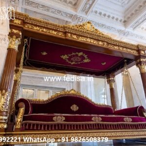 Wooden Swing Design with Artistic Floral Engraving No-3208