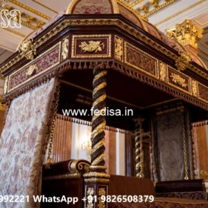 Royal Wood Carving Swing Design with Premium Upholstery No-3553