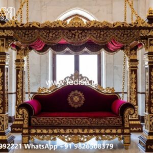 Luxury Wood Carving Swing Design with Elegant Backrest No-3557