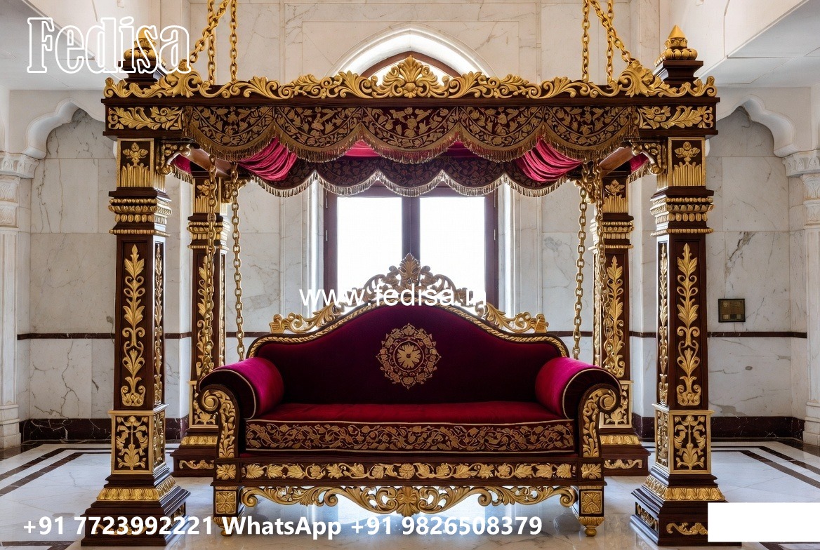 Luxury Wood Carving Swing Design with Elegant Backrest No-3557
