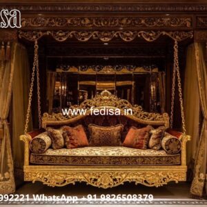 Solid Wood Swing Design with Artistic Hand Carving No-3611