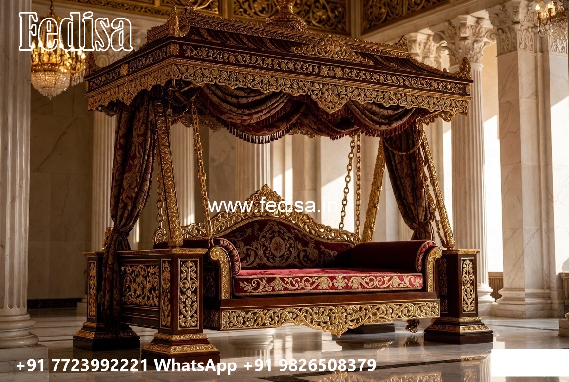 Wooden Swing Design with Decorative Cushion Arrangement No-3676