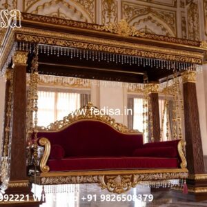 Artistic Wood Carving Swing Design with Floral Patterns No-3955