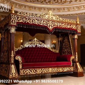 Wooden Jhula Wood Carving Swing Design for Indian Interiors No-3957