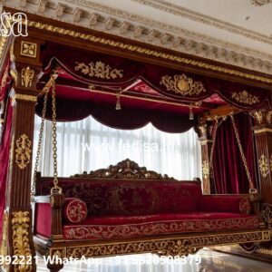 Premium Wood Carving Swing Design with Elegant Curves No-3983