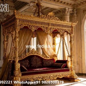 Wood Carving Swing Design with Intricate Wooden Patterns No-4001