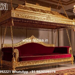Wood Carving Swing Design with Floral Wooden Artwork No-4018