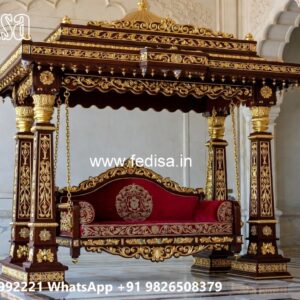 Handcrafted Wood Carving Swing Design with Rich Texture No-4026