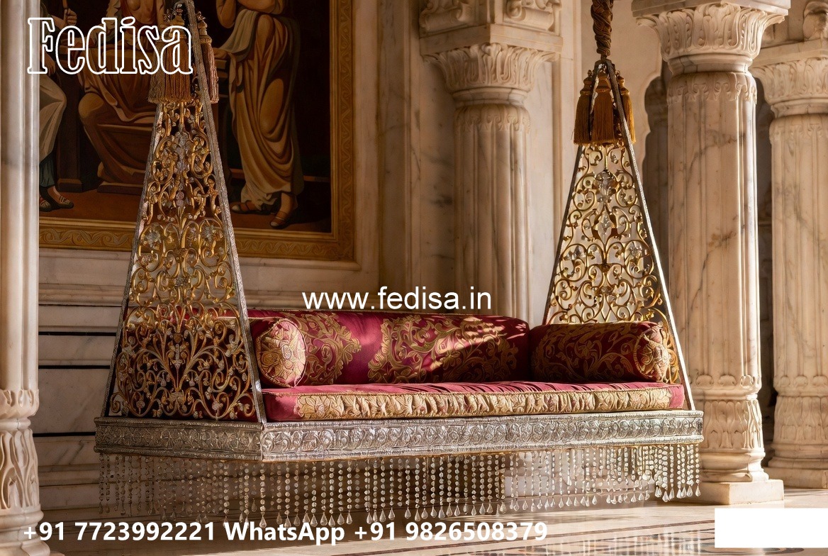 Royal Wood Carving Swing Design with Floral Artwork No-4037