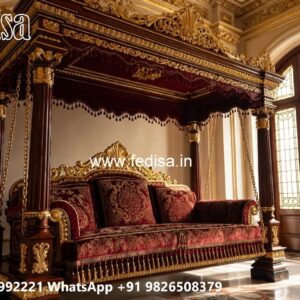 Wood Carving Swing Design with Decorative Hanging Chains No-4039