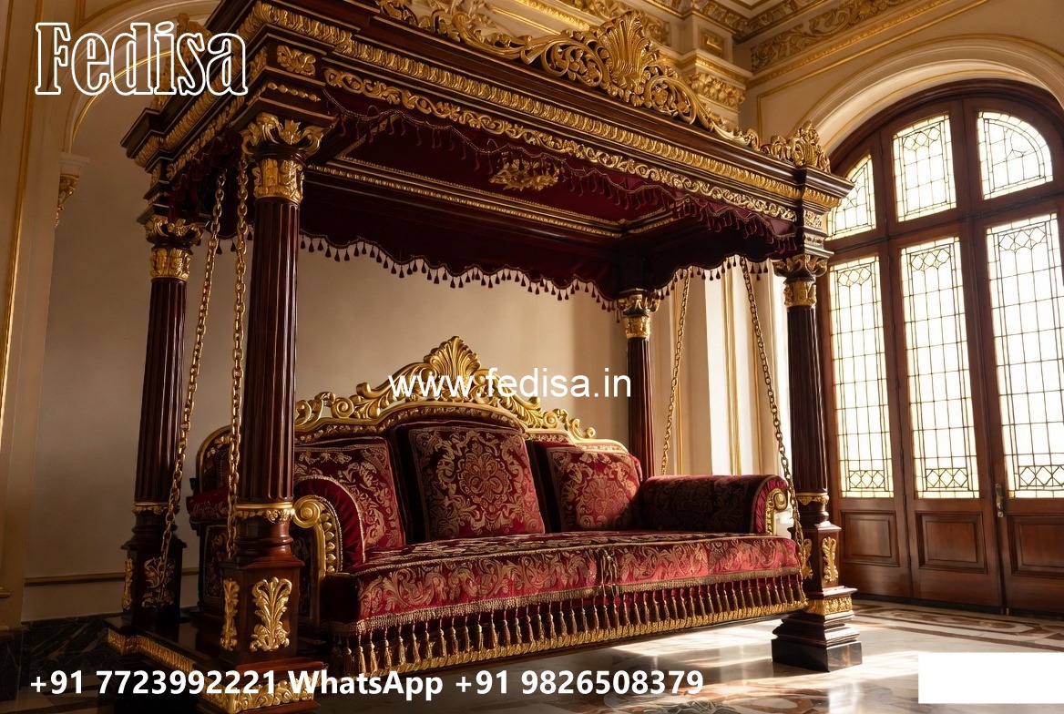Wood Carving Swing Design with Decorative Hanging Chains No-4039