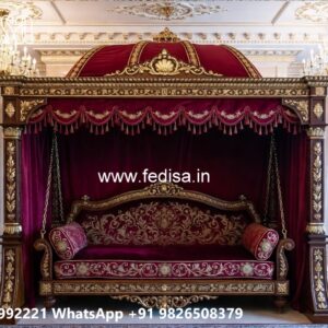 Elegant Wooden Swing Design with Brass Chain Decor No-4057