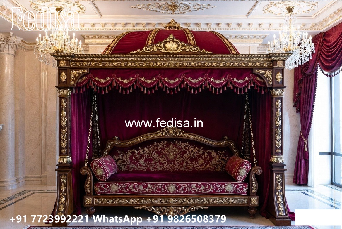Elegant Wooden Swing Design with Brass Chain Decor No-4057