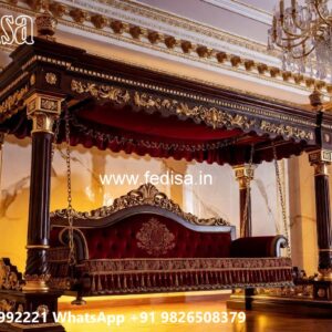 Wooden Swing Design with Artistic Floral Engraving No-4108