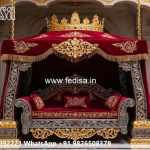 Wooden Jhula Wood Carving Swing Design for Indian Interiors No-4407