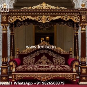 Wood Carving Swing Design with Decorative Wooden Artwork No-4414
