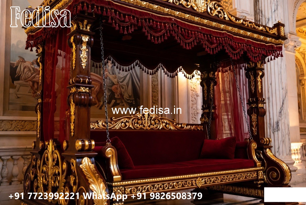Luxury Wooden Swing Design with Intricate Carving Work No-4423