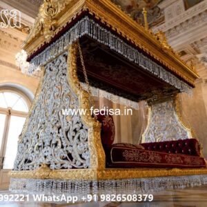 Wood Carving Swing Design with Comfortable Cushion Seating No-4424