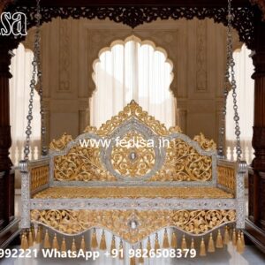 Wood Carving Swing Design with Floral Wooden Artwork No-4468