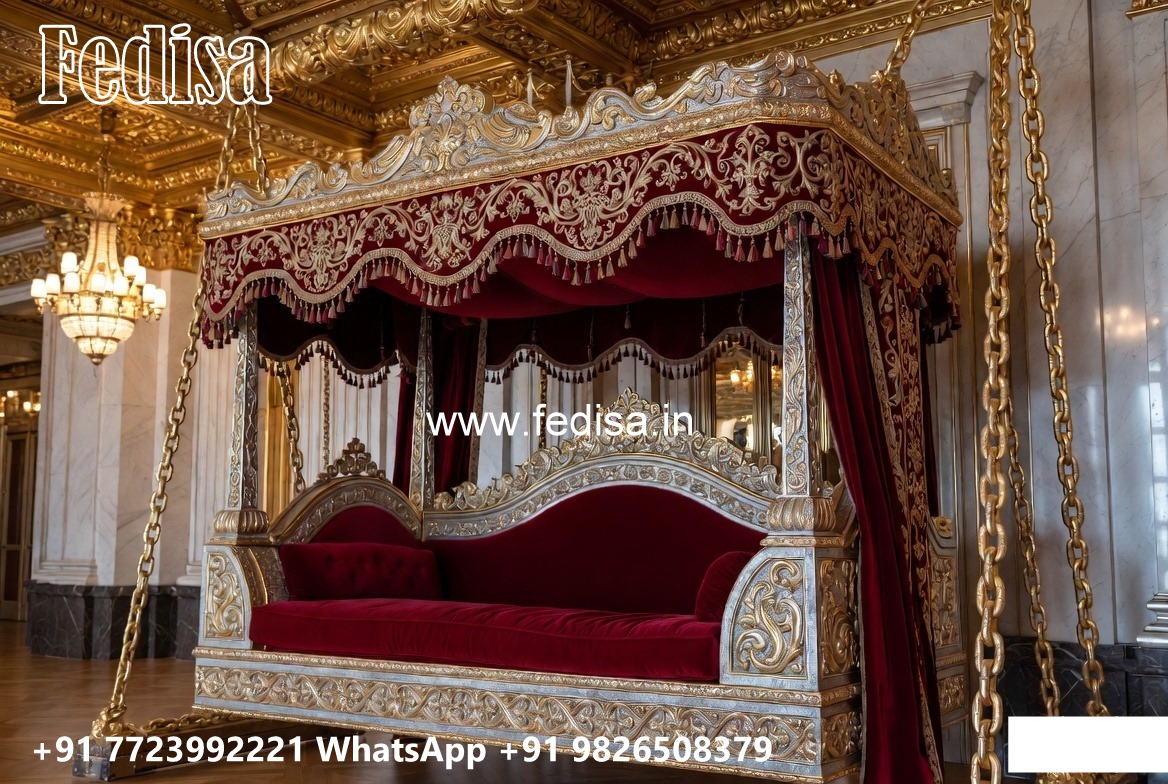 Elegant Wood Carving Swing Design with Decorative Cushions No-4473