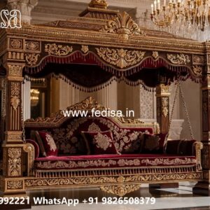 Elegant Wood Carving Swing Design with Vintage Wooden Appeal No-4499