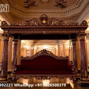 Wooden Swing Design with Artistic Floral Engraving No-4558