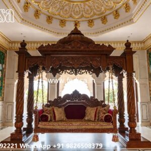 Wooden Swing Design with Handcrafted Royal Detailing No-4564