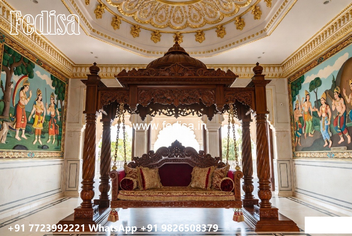 Wooden Swing Design with Handcrafted Royal Detailing No-4564