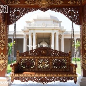Wooden Swing Design with Decorative Cushion Arrangement No-4576