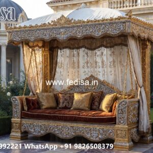 Wooden Swing Design with Elegant Carved Backrest No-4581