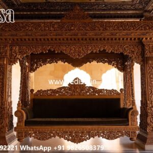 Handcrafted Wood Carving Swing Design with Rich Detailing No-4871