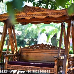 Elegant Wood Carving Swing Design for Family Relaxation No-4875