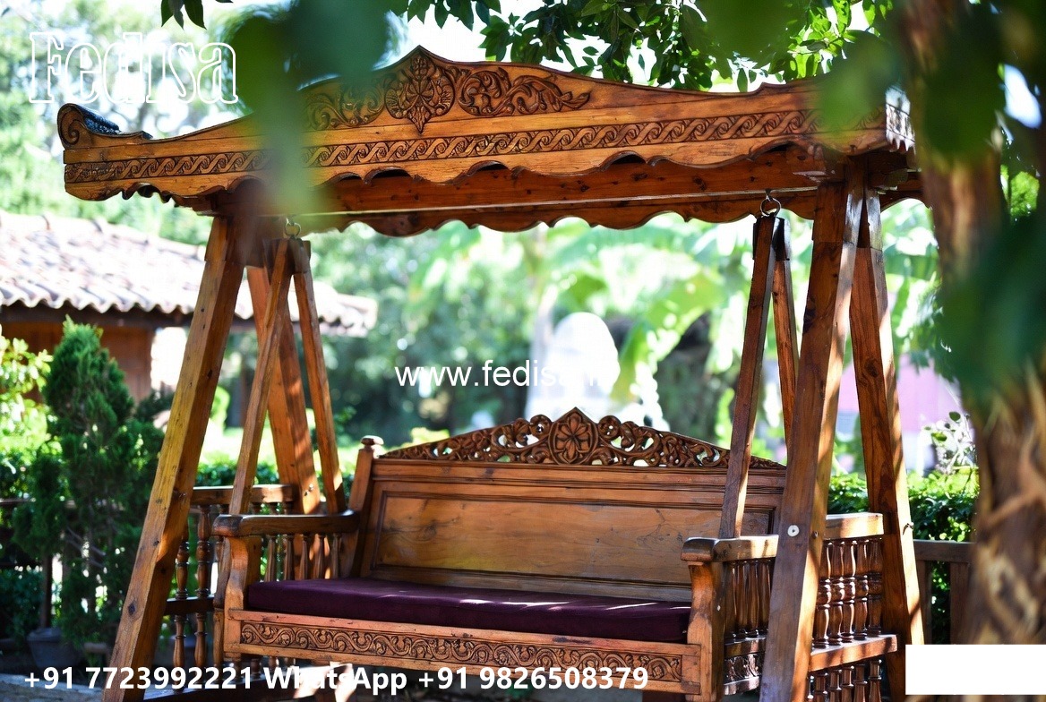 Elegant Wood Carving Swing Design for Family Relaxation No-4875