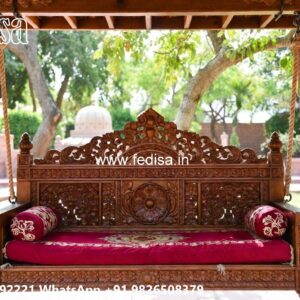 Artistic Wooden Swing Design with Detailed Carving Style No-4892