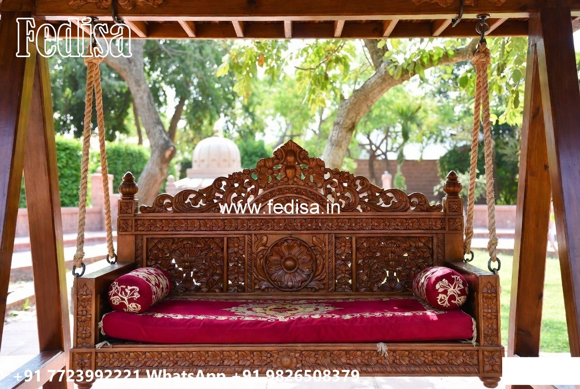 Artistic Wooden Swing Design with Detailed Carving Style No-4892
