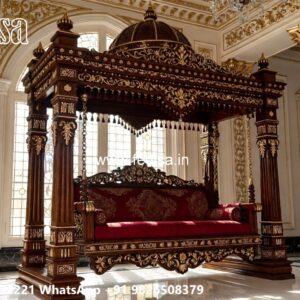 Stylish Wood Carving Swing Design with Traditional Charm No-4894