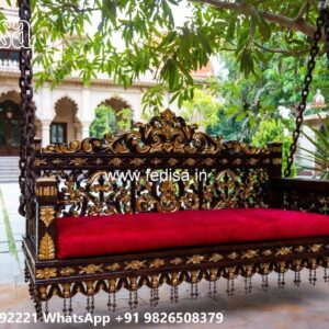 Handcrafted Wood Carving Swing Design with Palace Elegance No-4897