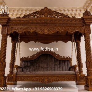 Wood Carving Swing Design with Intricate Wooden Patterns No-4901