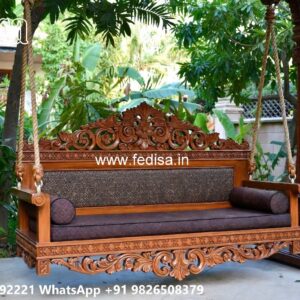 Royal Wood Carving Swing Design with Premium Upholstery No-4903