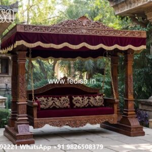 Wood Carving Swing Design with Rich Wooden Detailing No-4908