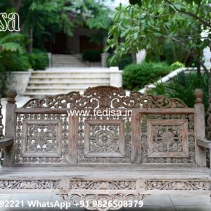 Wood Carving Swing Design with Floral Wooden Artwork No-4918