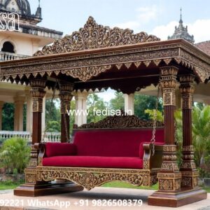 Handcrafted Wood Carving Swing Design with Rich Texture No-4926