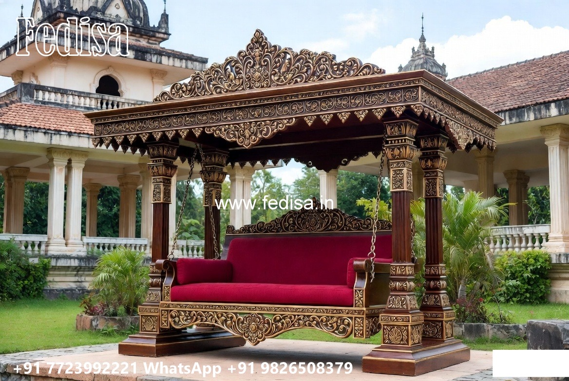 Handcrafted Wood Carving Swing Design with Rich Texture No-4926