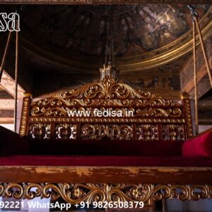Wood Carving Swing Design with Decorative Hanging Chains No-4939