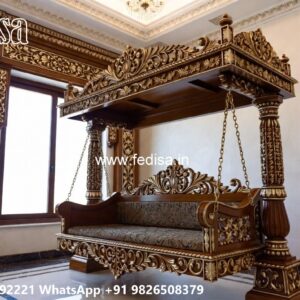 Artistic Wood Carving Swing Design with Wooden Heritage Style No-4942