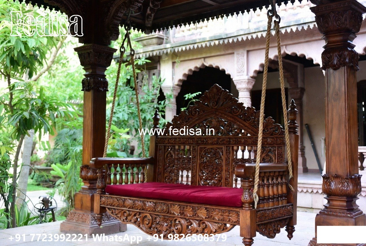 Elegant Wood Carving Swing Design with Vintage Wooden Appeal No-4949