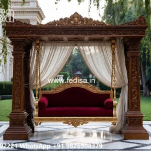 Solid Wood Swing Design with Artistic Hand Carving No-4961