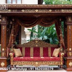 Premium Indoor Wooden Swing Design with Cushion Comfort No-4977